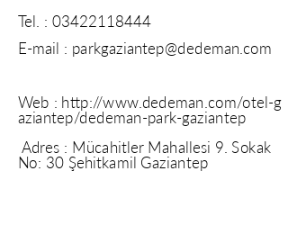 Dedeman Park Gaziantep iletiim bilgileri